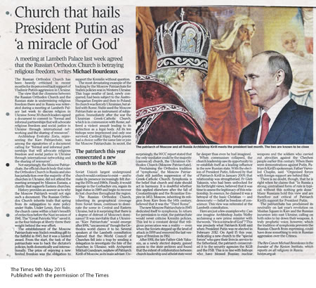 Church that hails President Putin as 'a miracle of God' - The Times